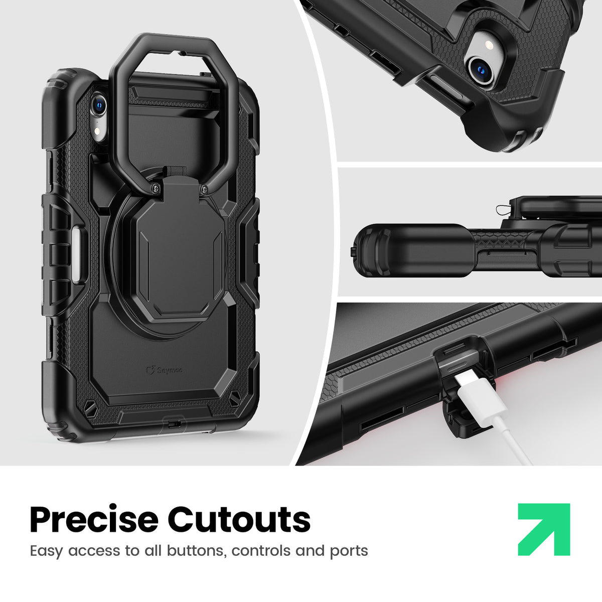 iPad Mini (A17 Pro/6th Gen) 8.3-Inch Rugged Case with 360° Rotating Hand Grip