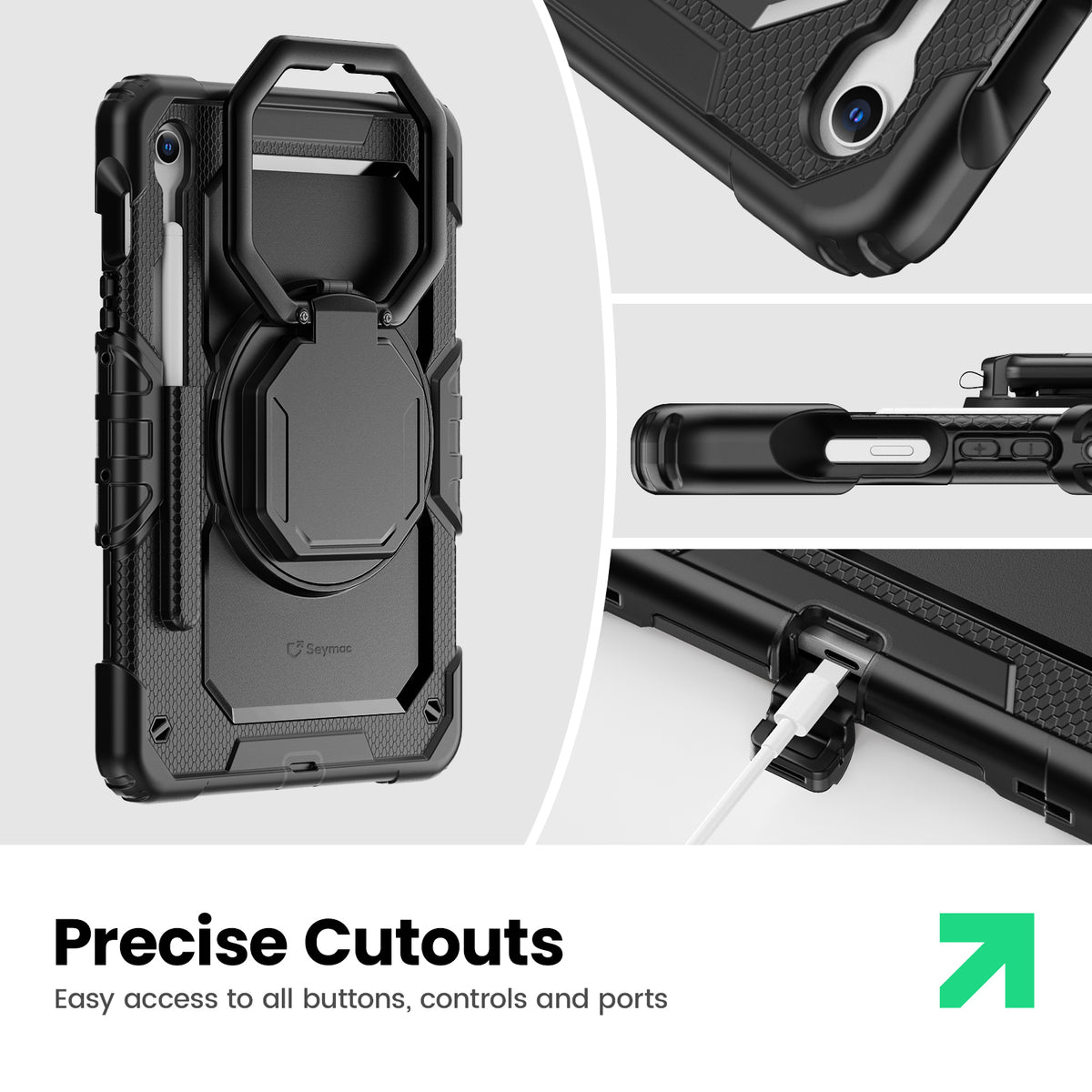 Samsung Galaxy Tab S10 Lite/S10 FE/S9 FE/S9 10.9/11 Inch Rugged Case with 360° Rotating Hand Grip