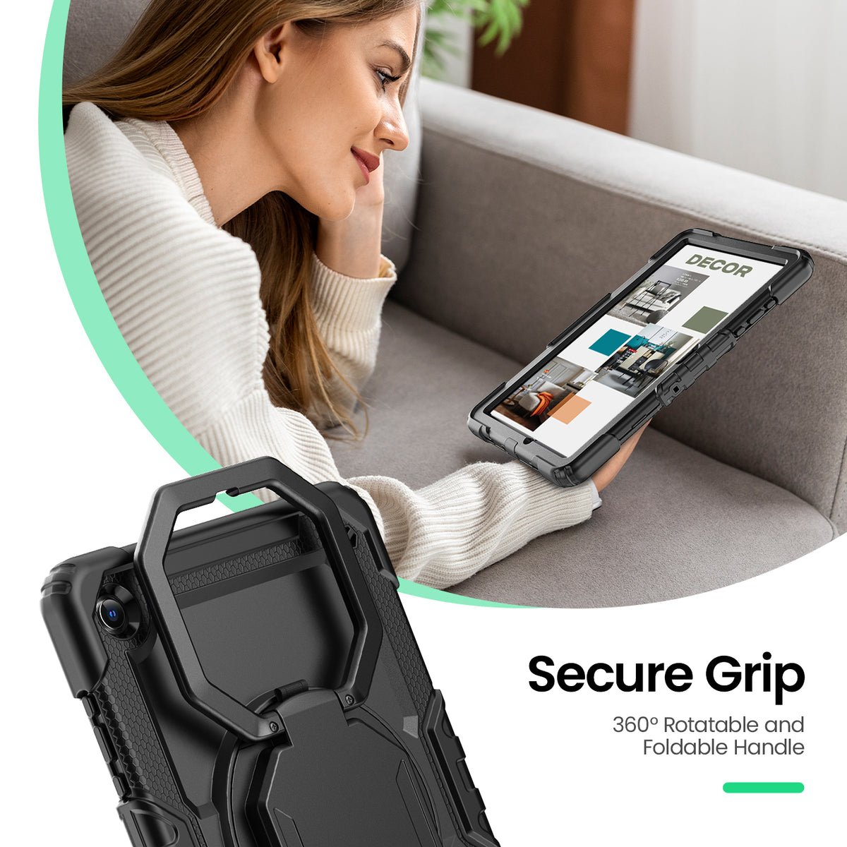 Samsung Galaxy Tab A11+ 11-Inch Rugged Case with 360° Rotating Hand Grip