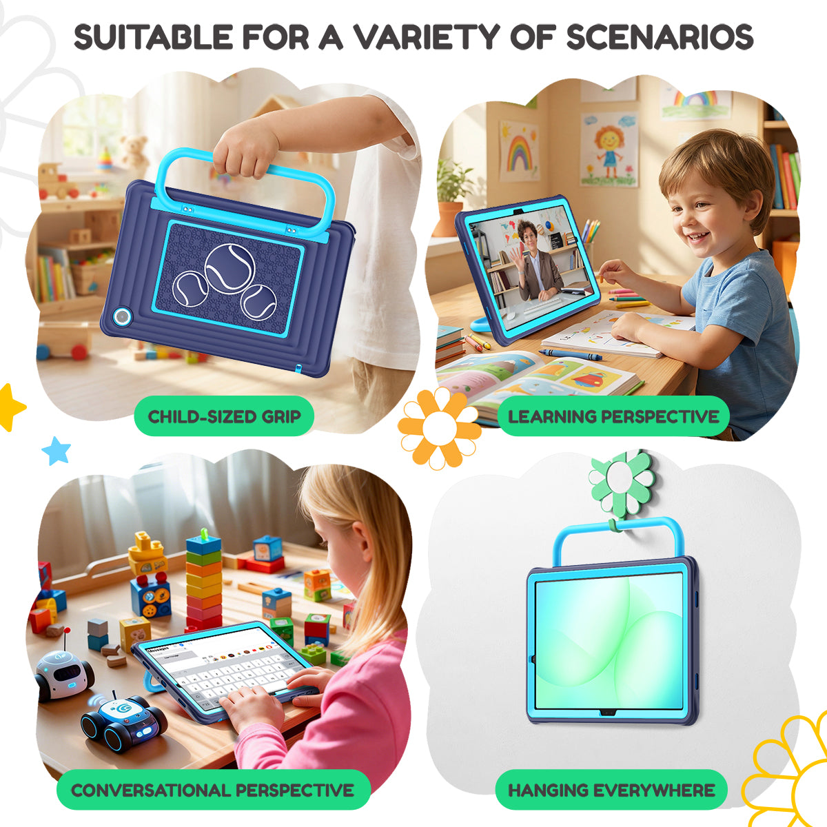 Samsung Galaxy Tab A11+ Kids Tablet Case - Shockproof Handle Stand Cover,Indigo-t4option0_0