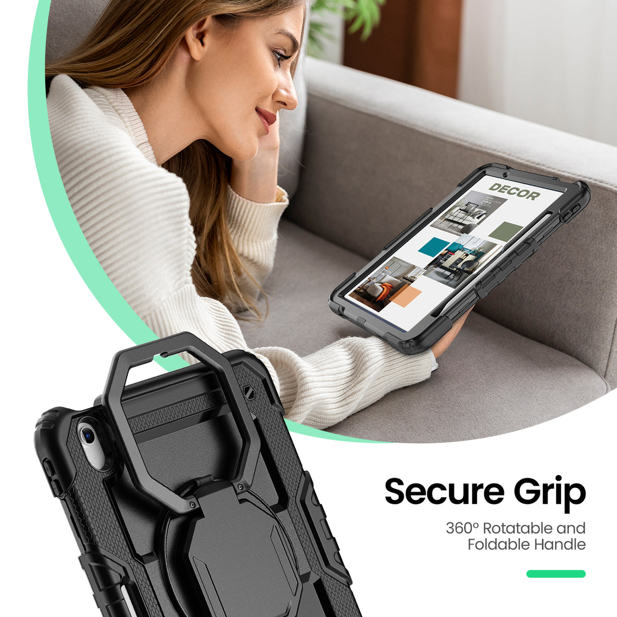 iPad Air 11-Inch (M4/M2/M3) Rugged Case with 360° Rotating Hand Grip