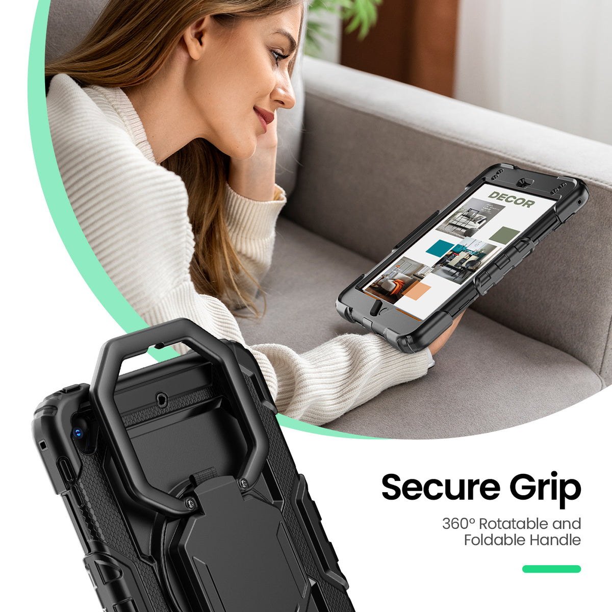 iPad Mini (4th/5th Gen) 7.9-Inch Rugged Case with 360° Rotating Hand Grip
