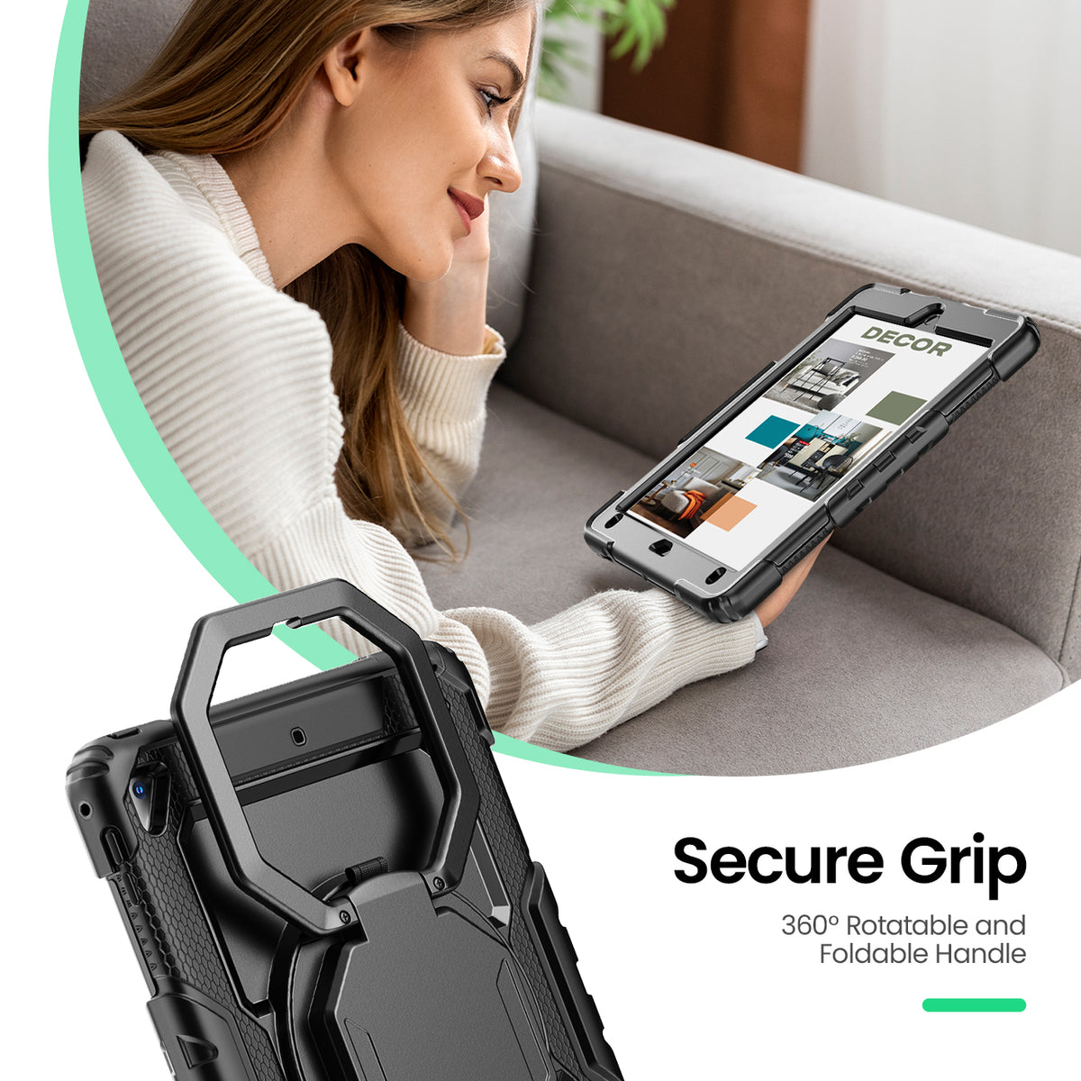 iPad Pro 9.7 Inch Rugged Case with 360° Rotating Hand Grip