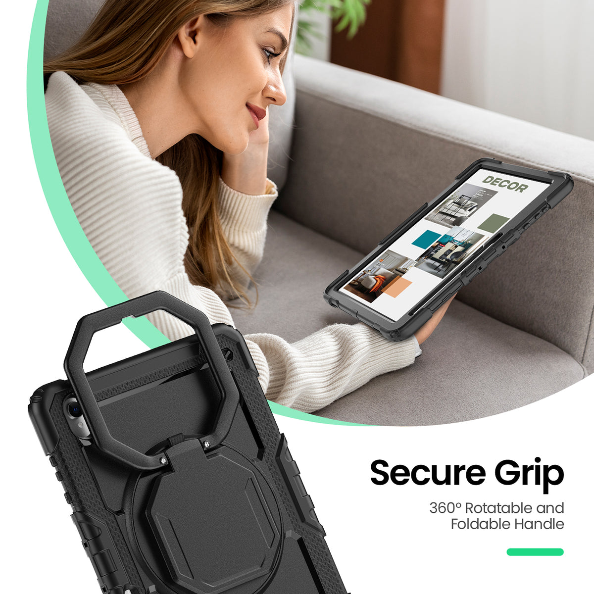 Samsung Galaxy Tab S12+ 12.6-Inch Rugged Case with 360° Rotating Hand Grip