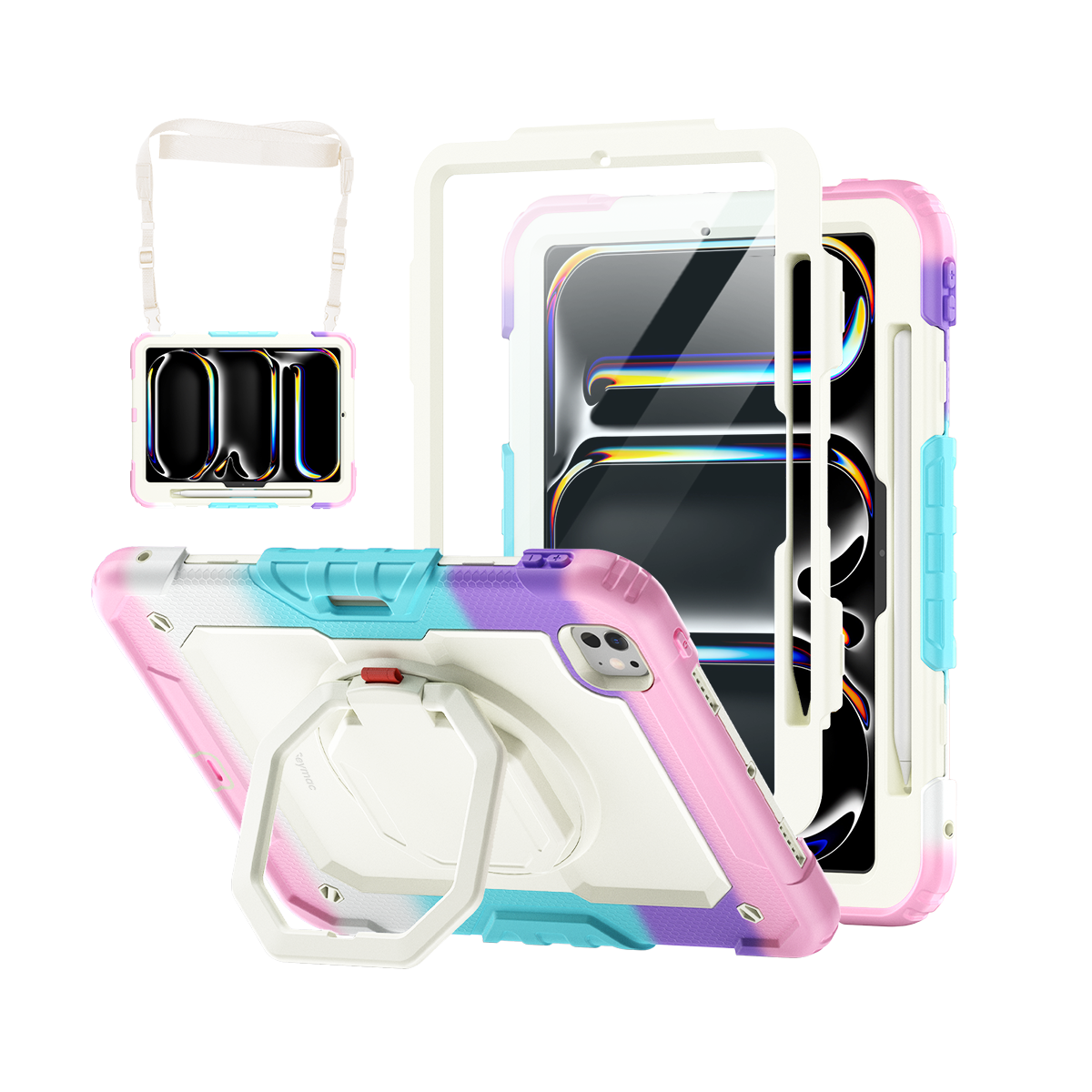 iPad Pro 11 Inch (M5/M4) Rugged Case with 360° Rotating Hand Grip