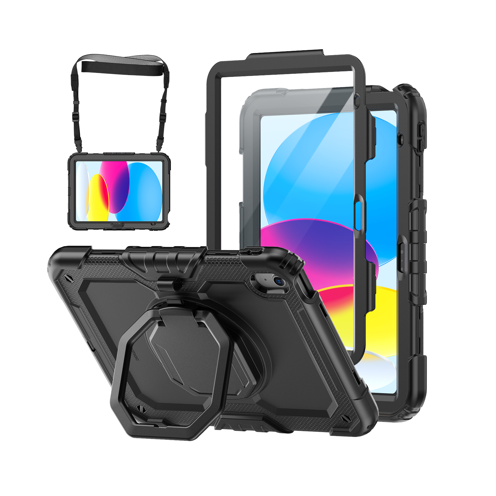 iPad (A16) 11th/10th Gen 11/10.9 Inch Rugged Case with 360° Rotating Hand Grip