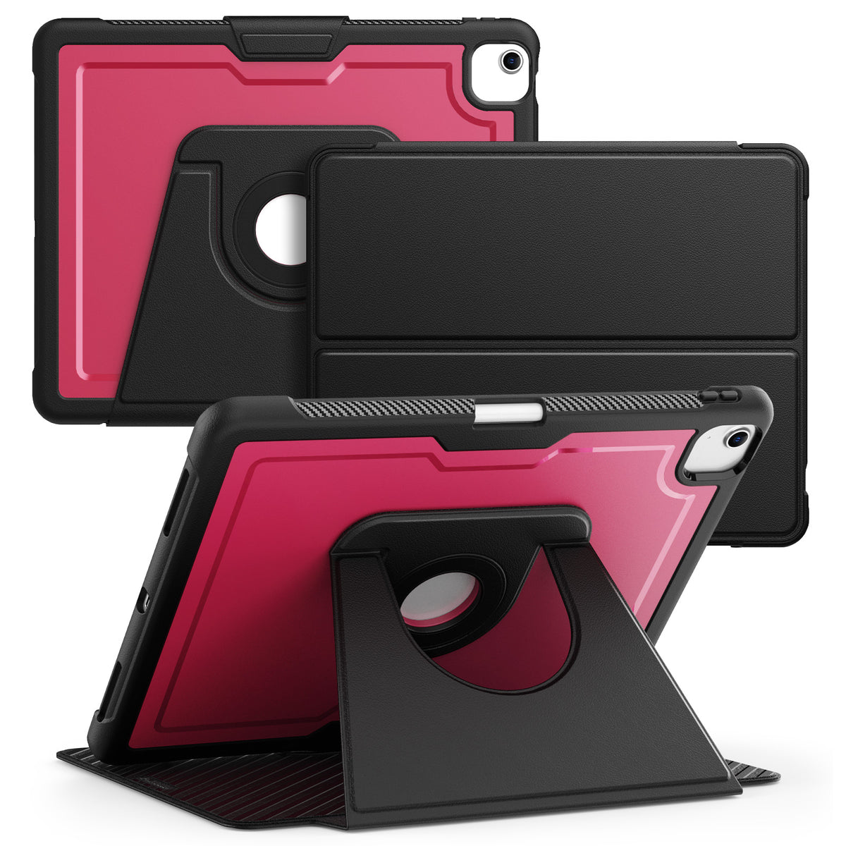SEYMAC iPad Air 13 Inch Case (M2/M3) (2024/2025) in black and pink with multi-angle stand design.