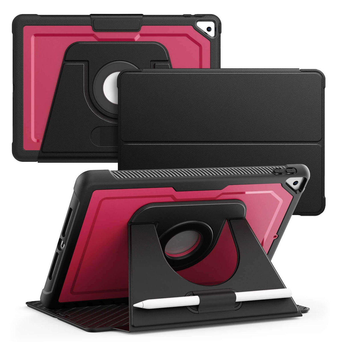 SEYMAC iPad Air 3rd Gen 10.5 Inch Case (2019) in black and pink with multi-angle stand and detachable cover.