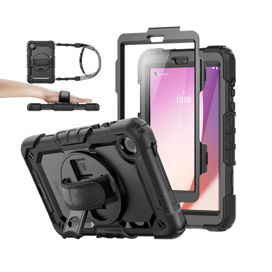 Lenovo Tab M8 (4th Gen) 8-Inch rugged case with hand strap, black