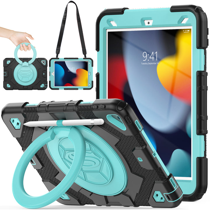 SEYMAC iPad 10.2 Inch Case (2019/2020/2021)-Hero-G Series-SkyblueBlack-SEYMAC