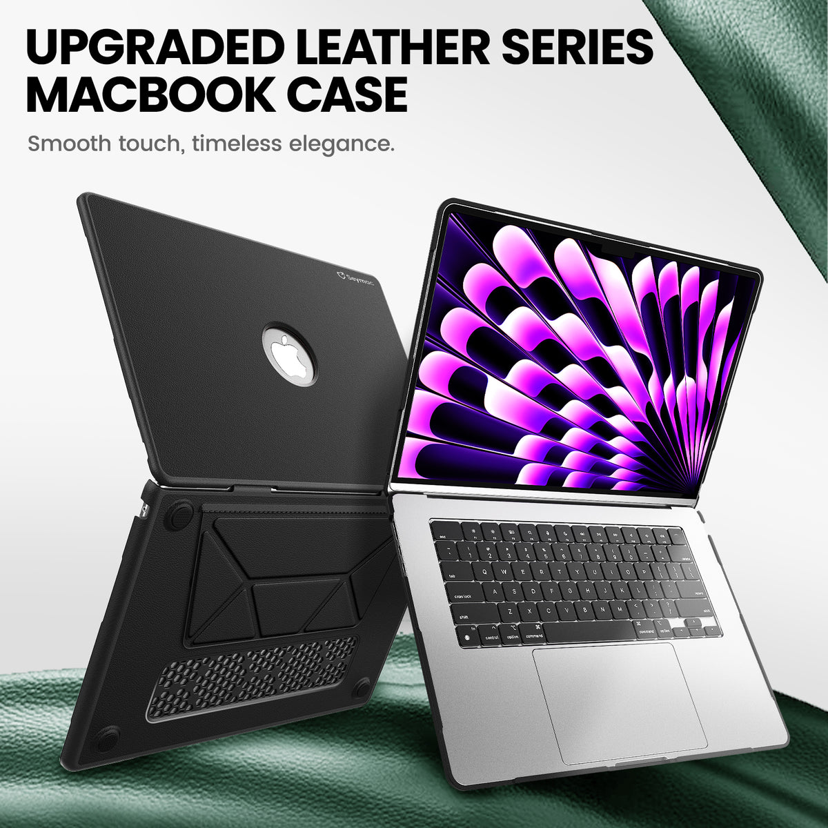 Macbook Air 15-inch (M5/M4/M3/M2) Premium Leather Case with Hidden Stand