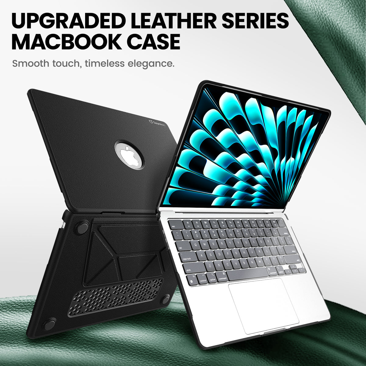Macbook Air 13-inch (M5/M4/M3/M2) Premium Leather Case with Hidden Stand