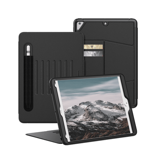 SEYMAC iPad Air 2nd Gen 9.7 Inch Case (2014)-Leather-C Series-Black-SEYMAC