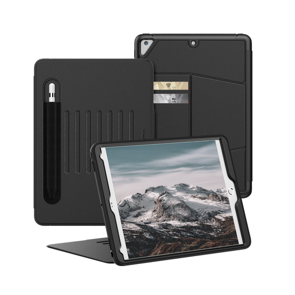SEYMAC iPad Air 2nd Gen 9.7 Inch Case (2014)-Leather-C Series-Black-SEYMAC
