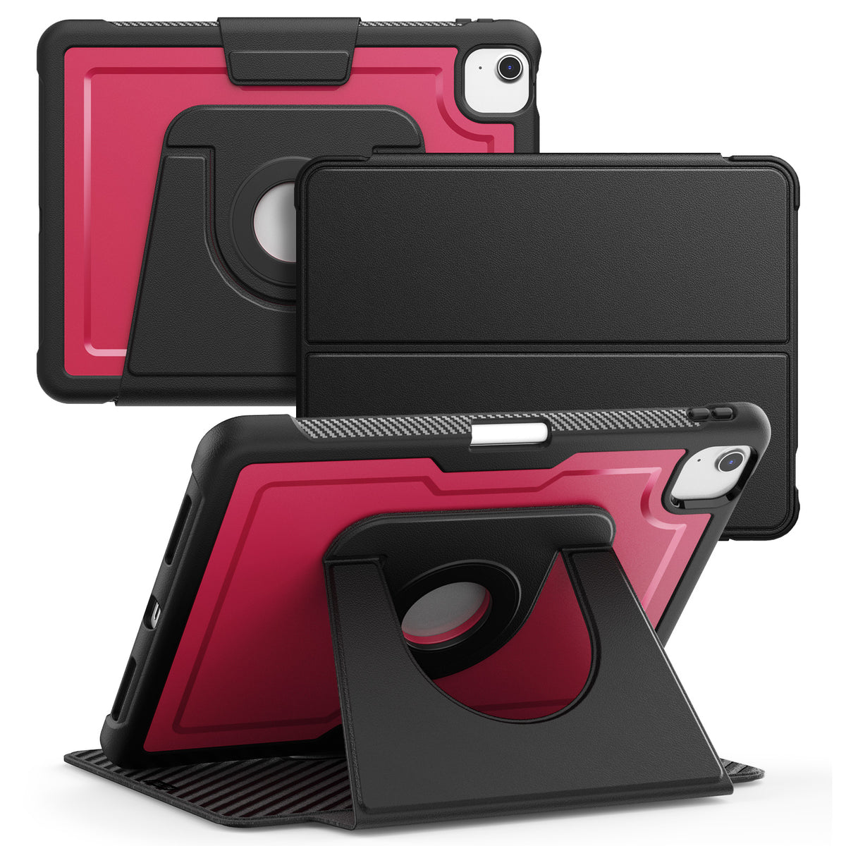 SEYMAC iPad Air 11 Inch Case (M2/M3) (2024/2025) in pink and black with multi-angle stand feature.