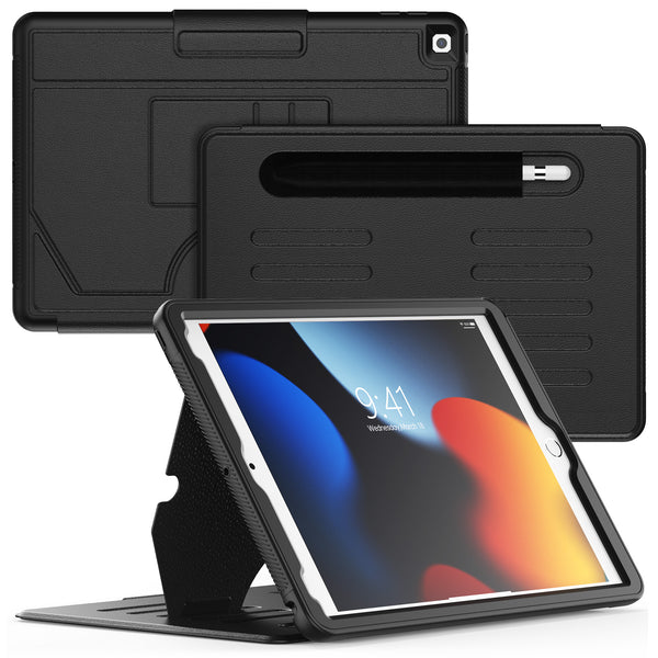 SEYMAC iPad 10.2 Inch Case (2019/2020/2021)-Leather-B Series-Black-SEYMAC