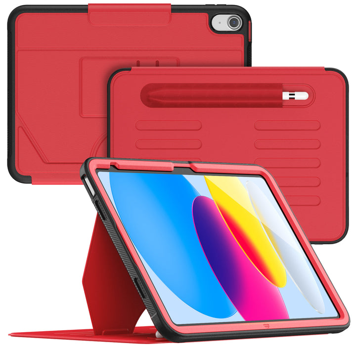 SEYMAC iPad 10th Gen 10.9 Inch Case (2022)-Leather-B Series-Red-SEYMAC