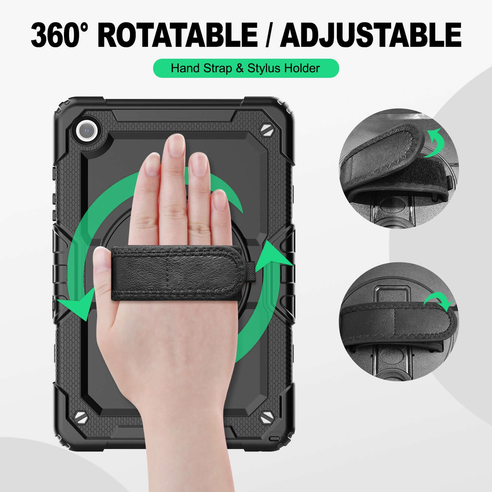 Samsung Galaxy Tab A9+ 11-Inch Rugged Case with Adjustable Hand Strap
