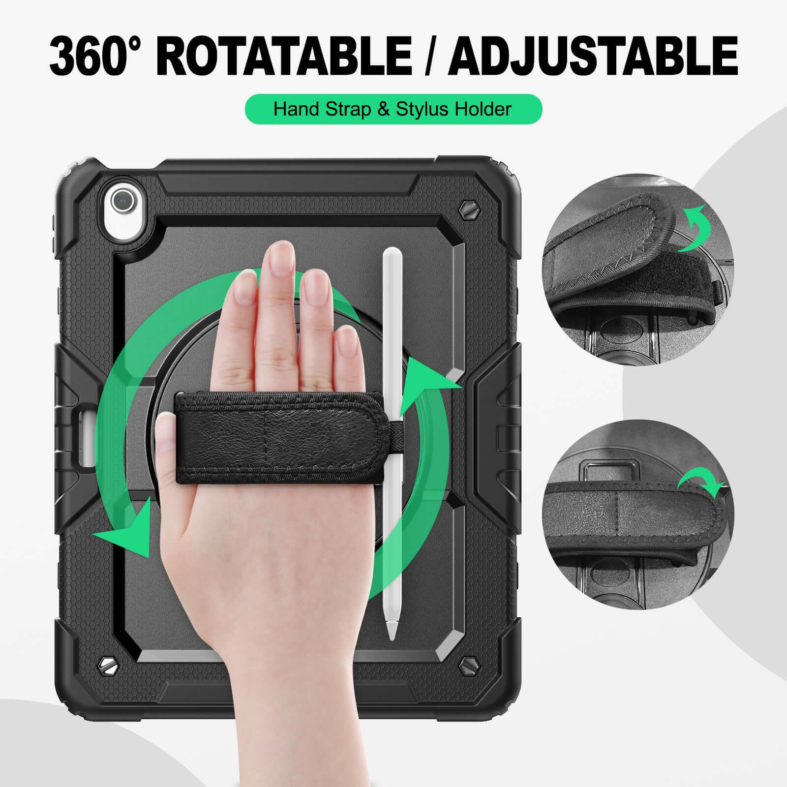 iPad Air 13-Inch (M4/M2/M3) Rugged Case with Adjustable Hand Strap