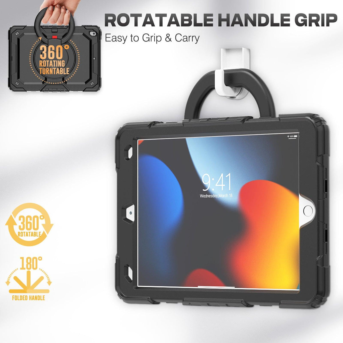Rugged iPad Pro 10.5 Inch Case with 360° Rotating Hand Grip