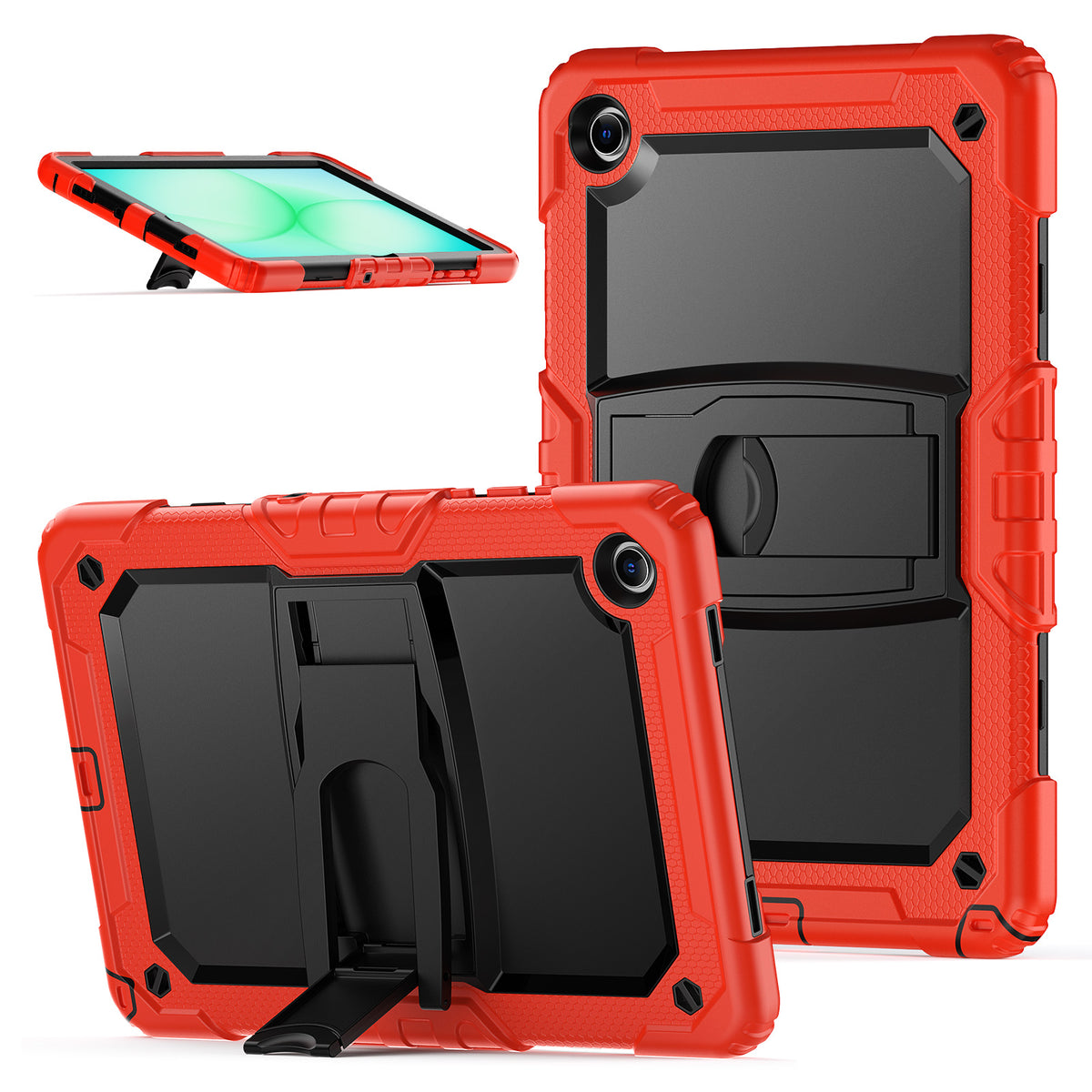 SEYMAC Galaxy Tab A11+ 11 Inch Case (2025) in red with kickstand feature and durable design.