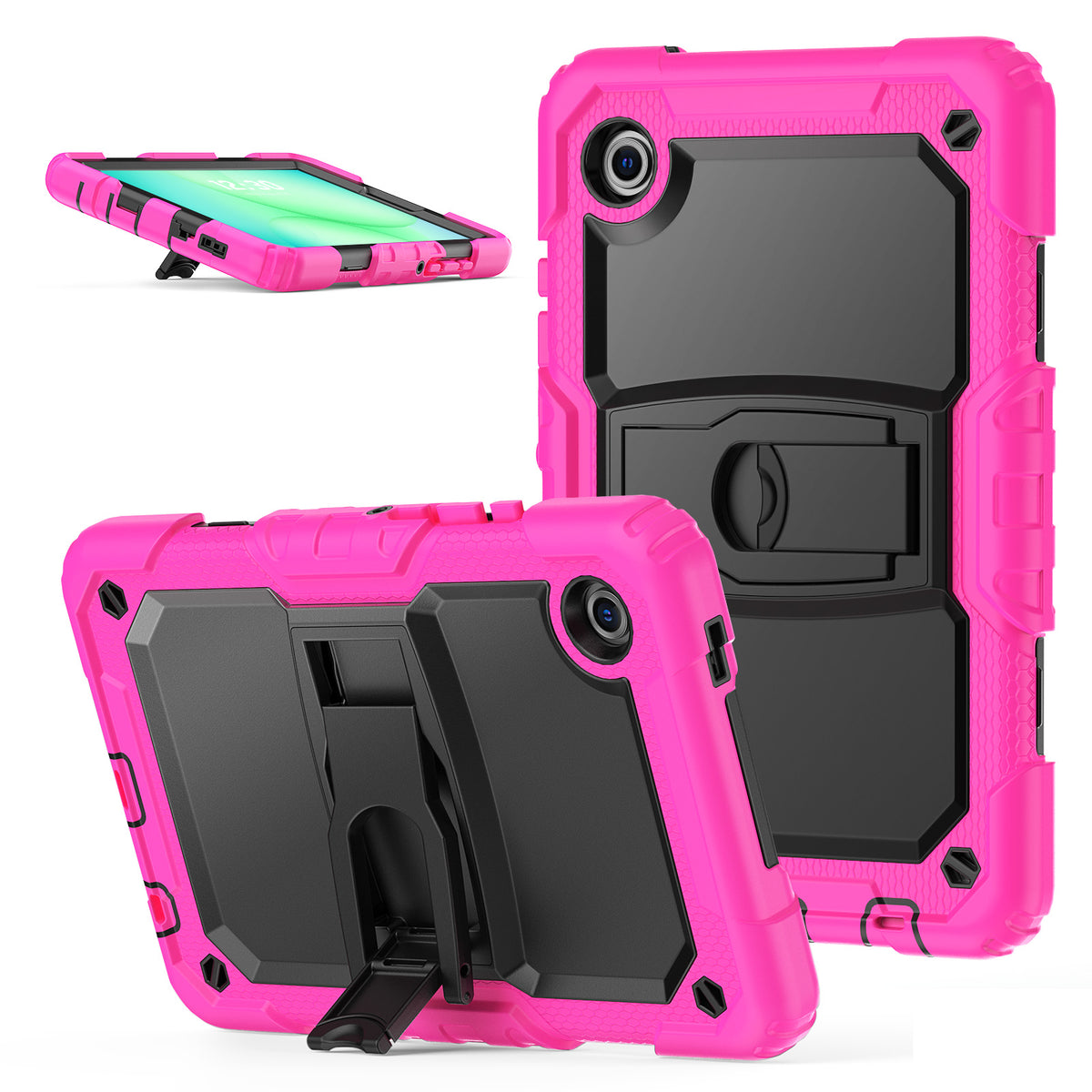 SEYMAC Galaxy Tab A11 8.7 Inch Case (2025) in pink showcasing a durable 3-in-1 design with kickstand.