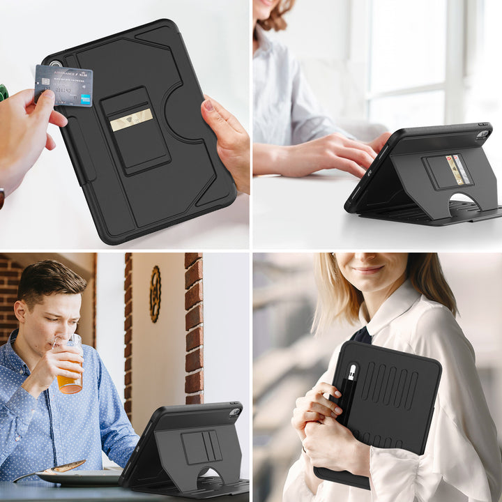 SEYMAC iPad 10th Gen 10.9 Inch Case (2022)-Leather-B Series-Black-SEYMAC