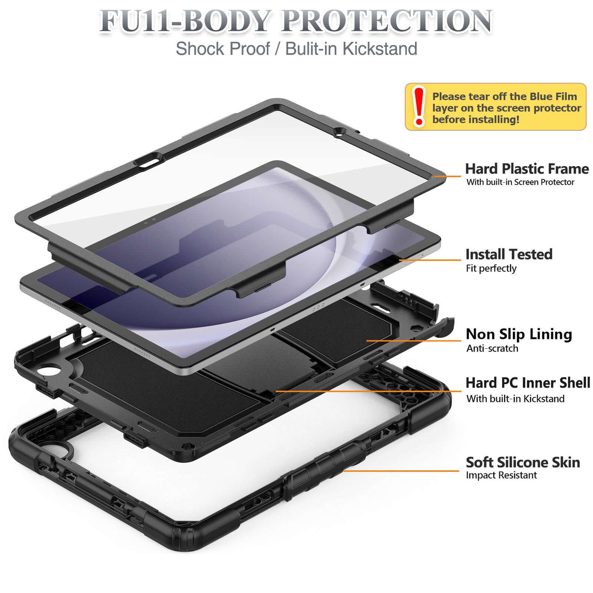 SEYMAC Galaxy Tab A9 Plus 11 Inch Case (2023)-Silicone-K Series-