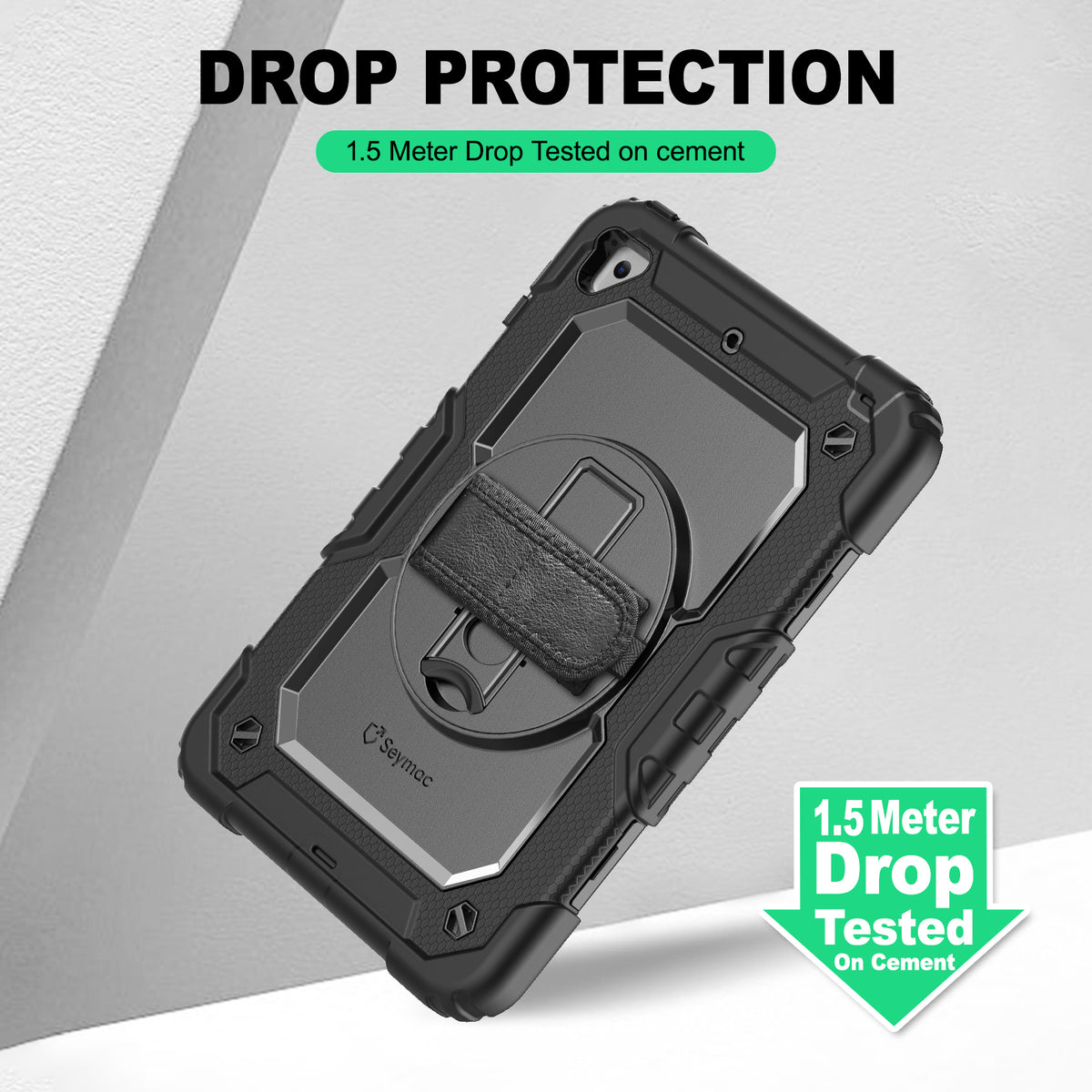 iPad Mini (4th/5th Gen) 7.9-Inch rugged case with hand strap, 1.5 meter drop tested protection