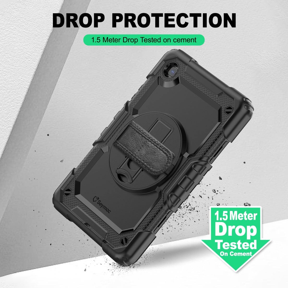 Samsung Galaxy Tab A7 Lite 8.7-Inch rugged case with hand strap, 1.5 meter drop tested protection