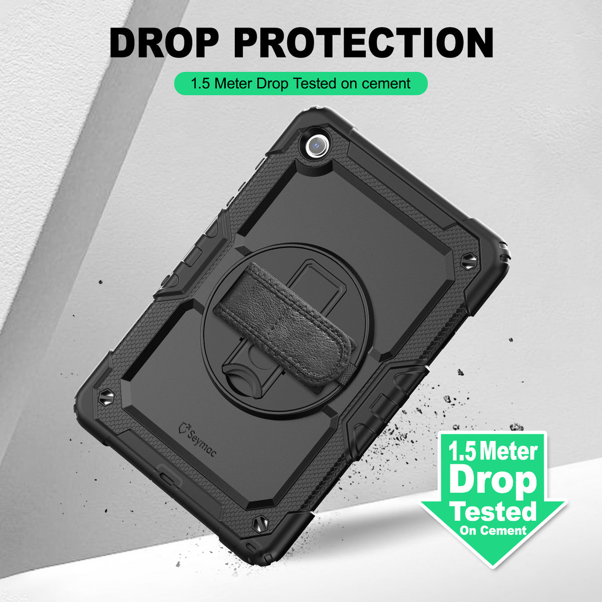 Samsung Galaxy Tab A11+ rugged case with hand strap, 1.5 meter drop tested protection