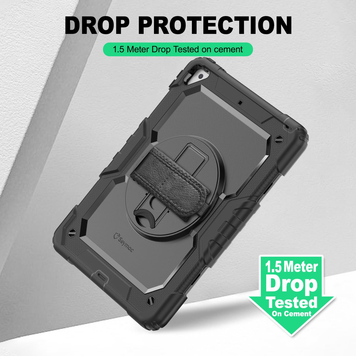 iPad Air (3rd Gen) 10.5-Inch rugged case with hand strap, 1.5 meter drop tested protection