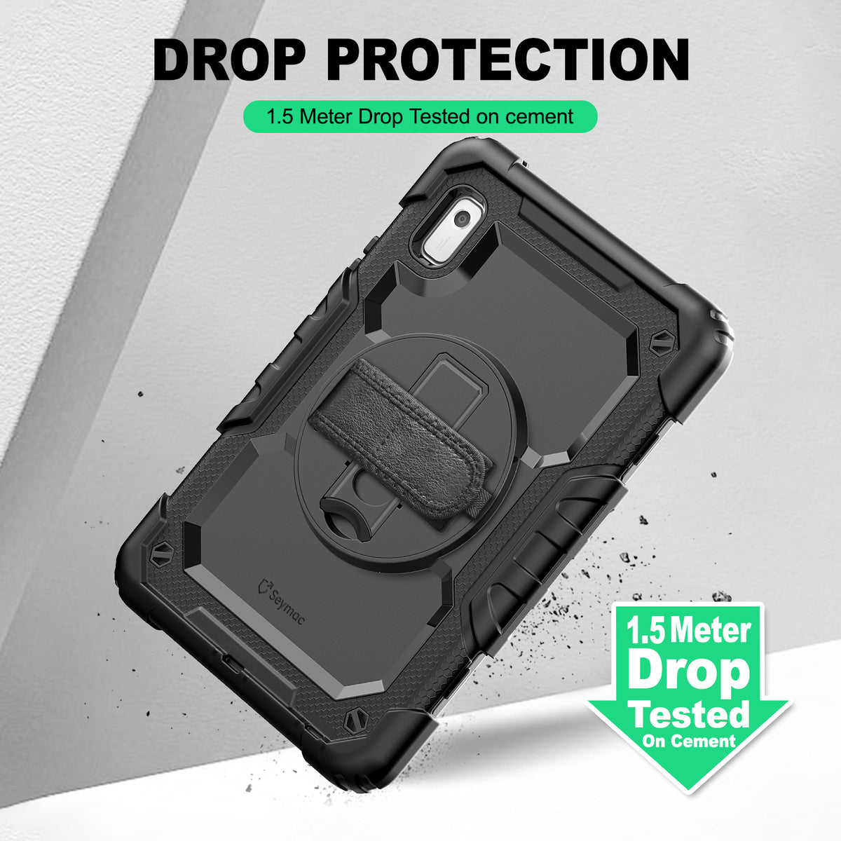 Lenovo Tab M9 9-Inch (2023) rugged case with hand strap, 1.5 meter drop tested protection