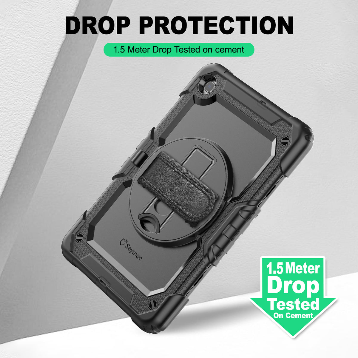 Samsung Galaxy Tab S6 Lite 10.4 Inch rugged case with hand strap, 1.5 meter drop tested protection