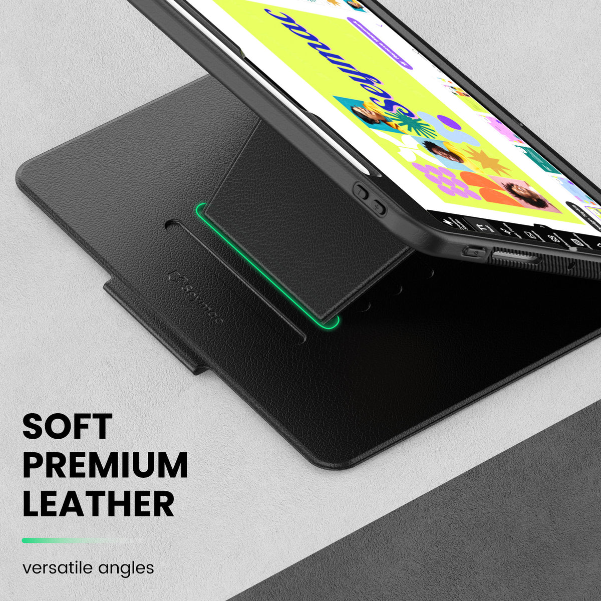 SEYMAC iPad Pro 11 Inch Case (M4) (2024)-Leather-C Series-Black-SEYMAC