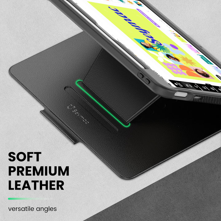 SEYMAC iPad Air 11 Inch Case (M2/M3) (2024/2025)-Leather-C Series-Black-SEYMAC