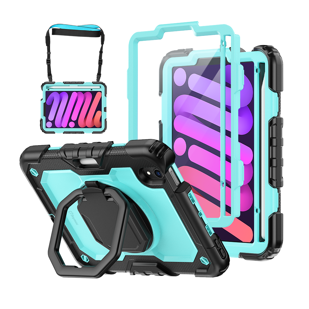iPad Mini (A17 Pro/6th Gen) 8.3-Inch Rugged Case with 360° Rotating Hand Grip