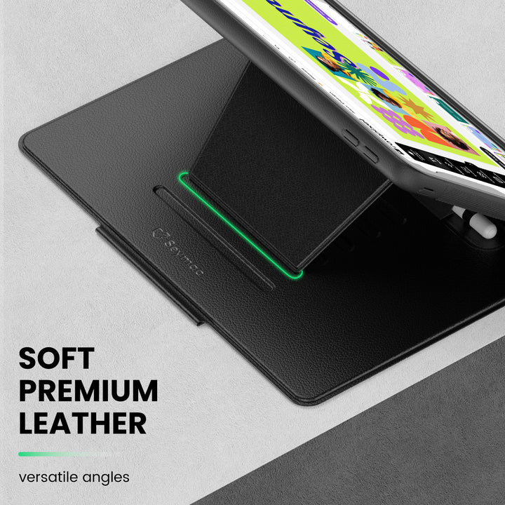 SEYMAC iPad 10.2 Inch Case (2019/2020/2021)-Leather-C Series-Black-SEYMAC