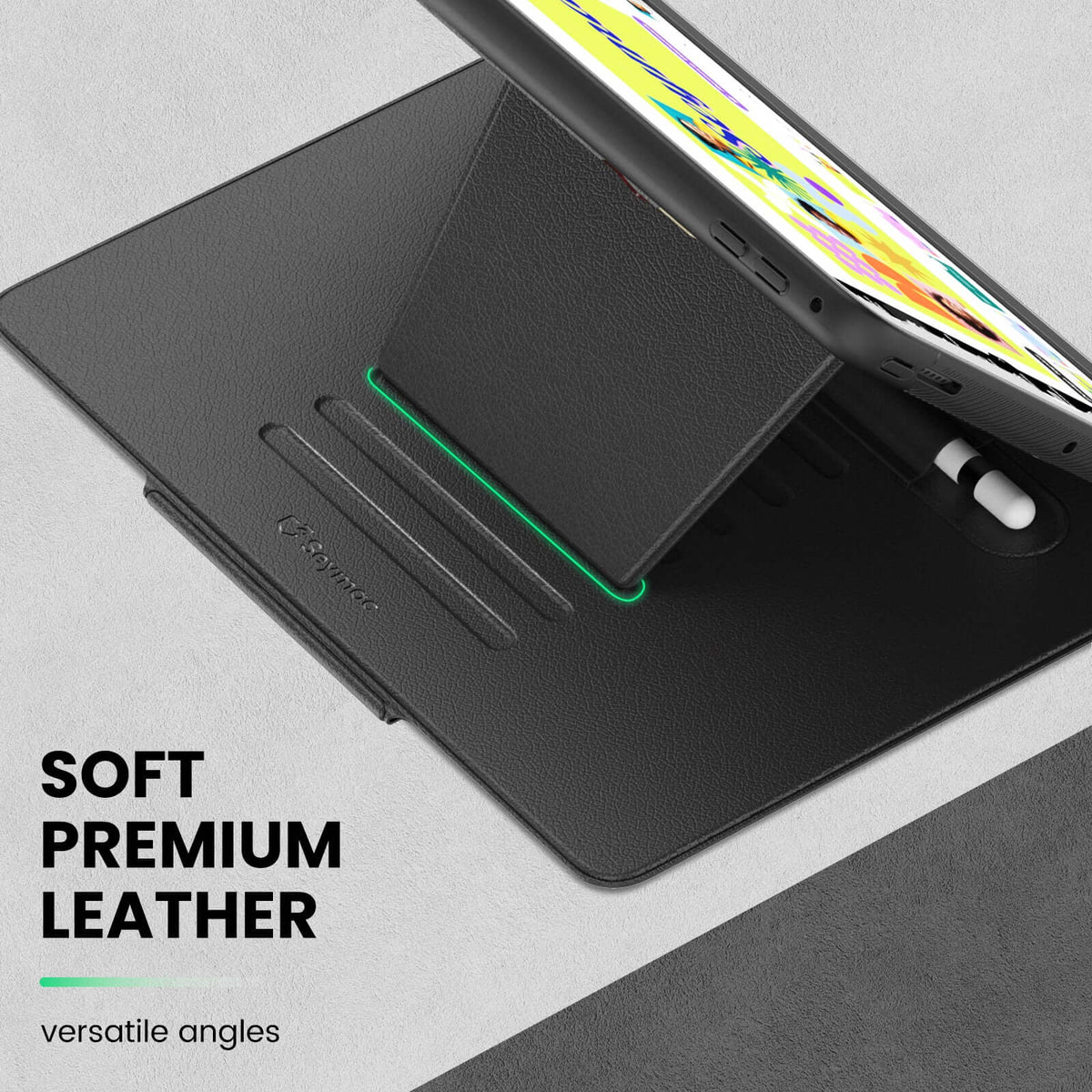 SEYMAC iPad Air 2nd Gen 9.7 Inch Case (2014)-Leather-C Series-Black-SEYMAC