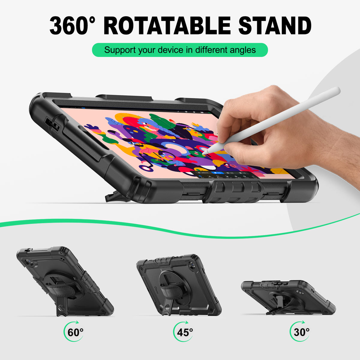 Samsung Galaxy Tab A9 8.7-Inch rugged case with hand strap, support your device in different angles