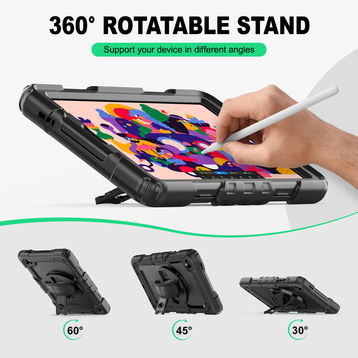 Samsung Galaxy Tab A7 Lite 8.7-Inch rugged case with hand strap, support your device in different angles