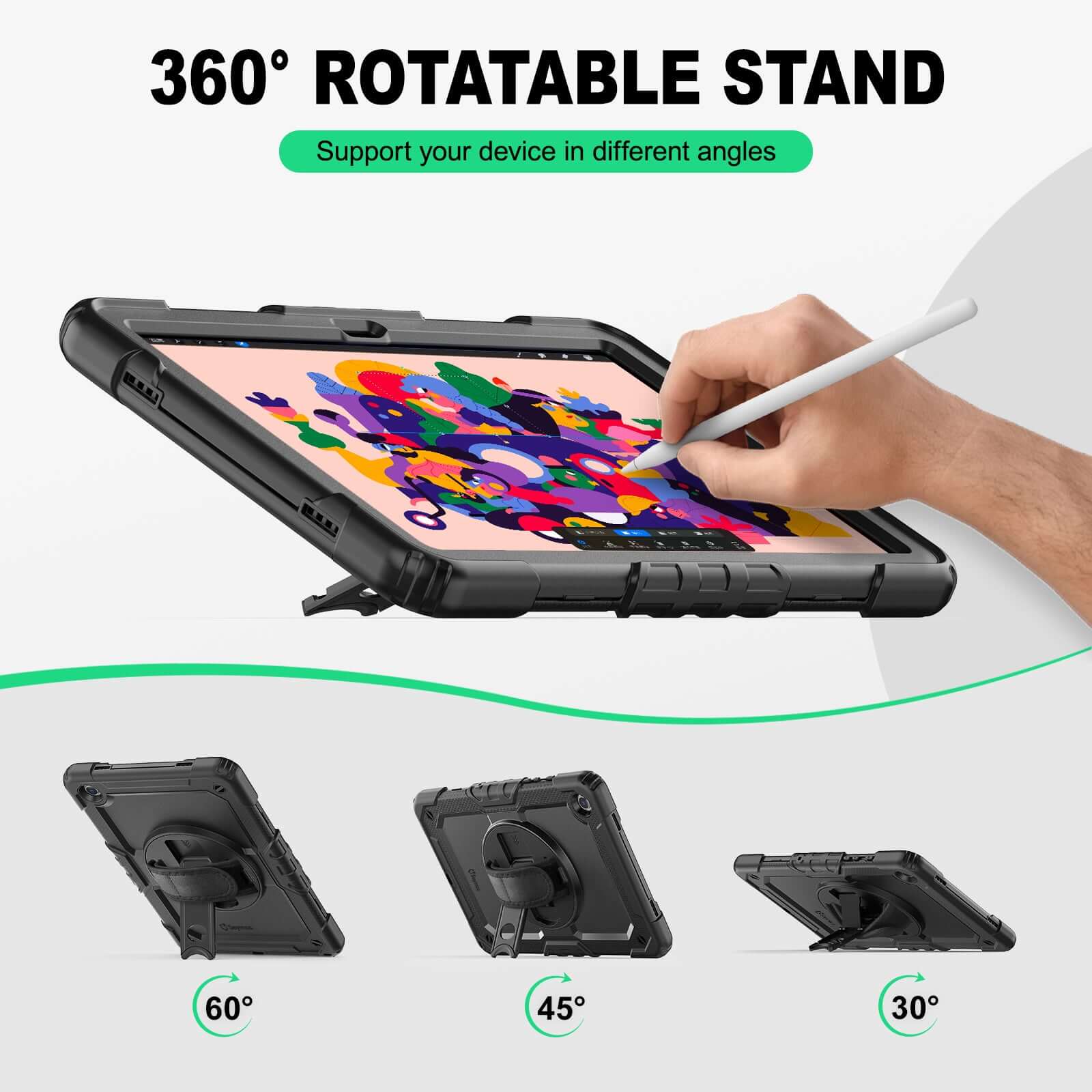 Samsung Galaxy Tab A9+ 11-Inch Rugged Case with Adjustable Hand Strap