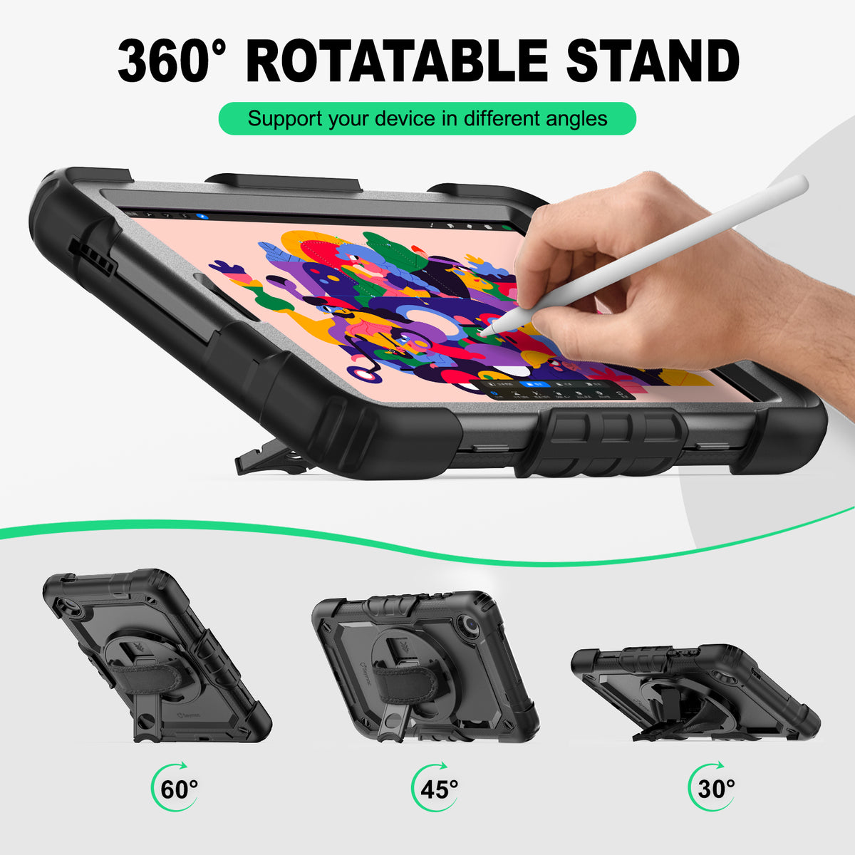 Lenovo Tab M8 (4th Gen) 8-Inch rugged case with hand strap, support your device in different angles