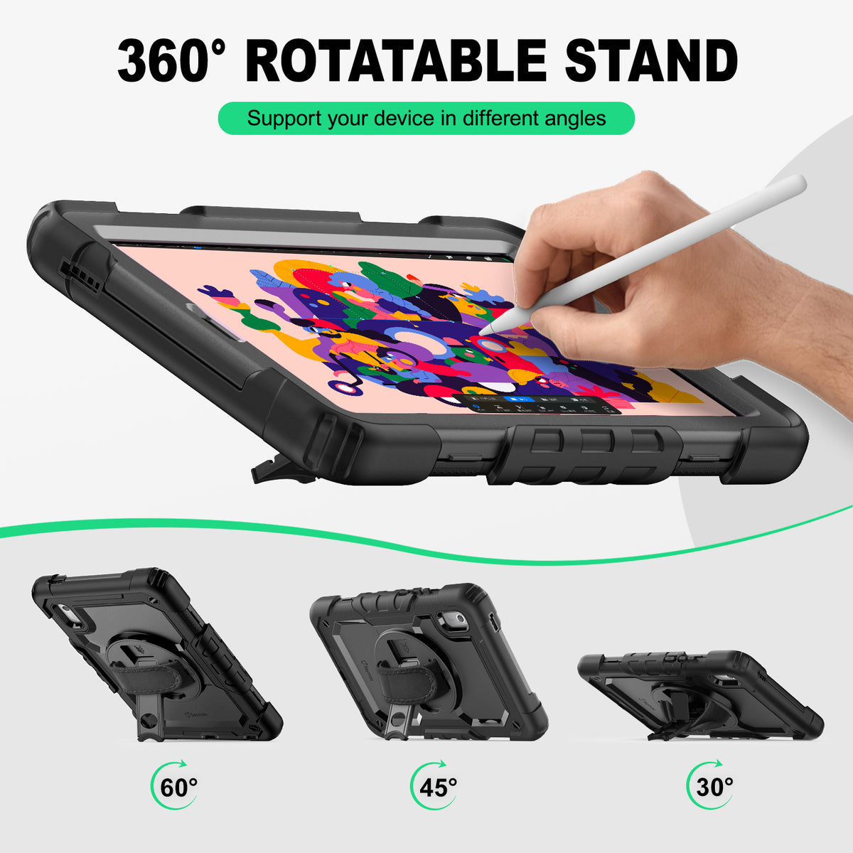 Lenovo Tab M9 9-Inch (2023) rugged case with hand strap, support your device in different angles
