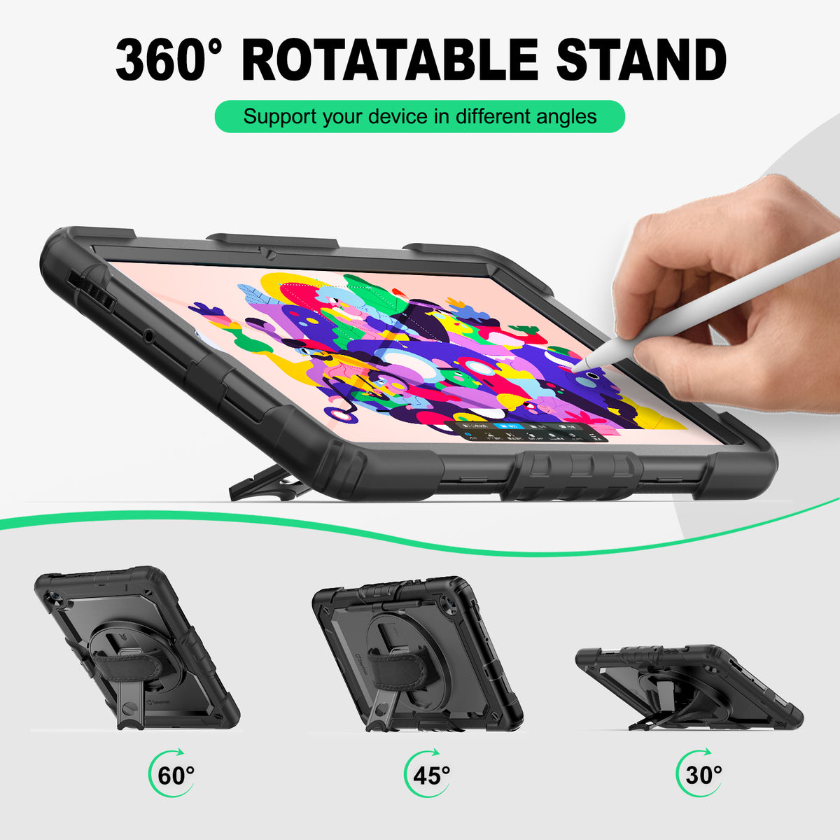 Samsung Galaxy Tab S6 Lite 10.4 Inch rugged case with hand strap, support your device in different angles