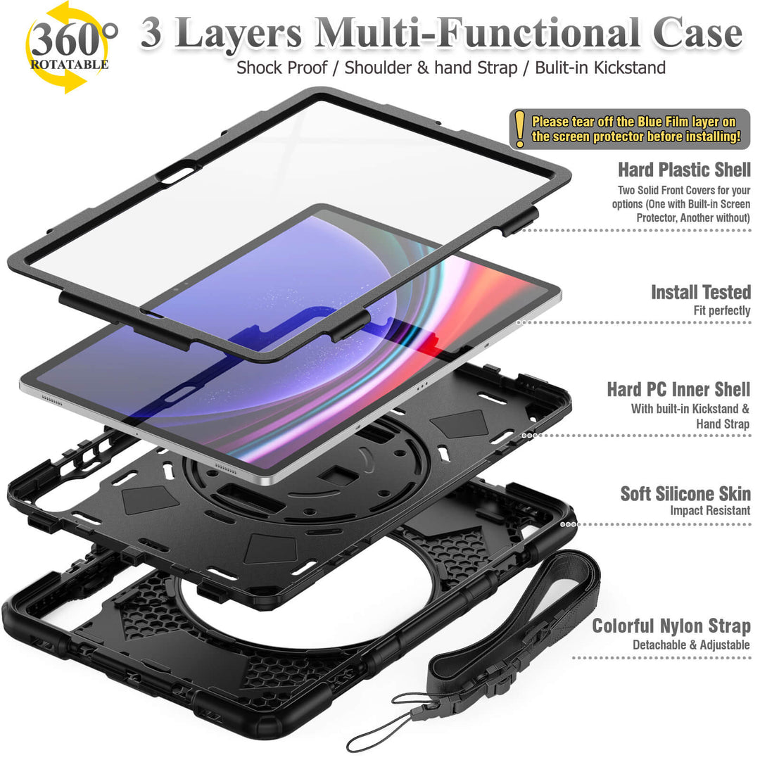 Seymac Rugged Case for Galaxy Tab S9 Plus | SHERO-S#color_black