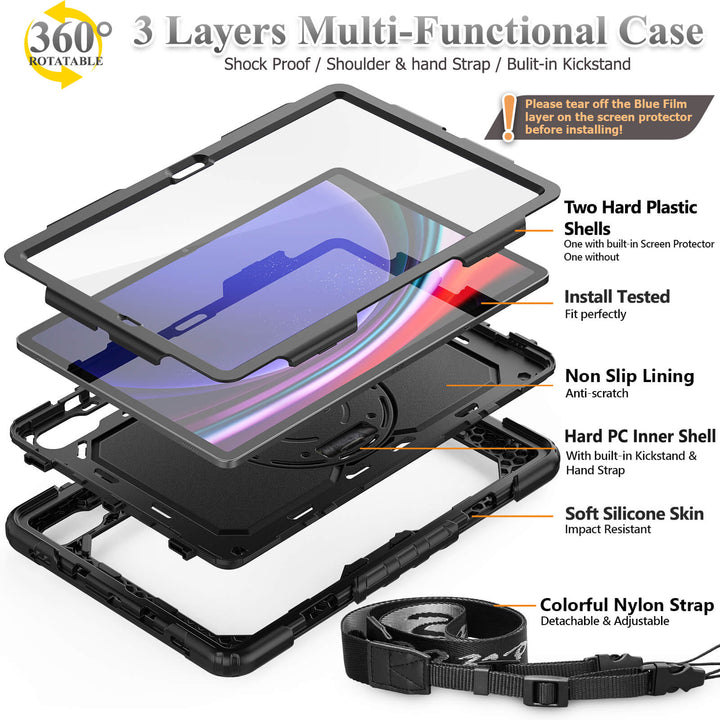 SEYMAC Case for Galaxy Tab S9 Plus | FORT-S PRO#colour_black