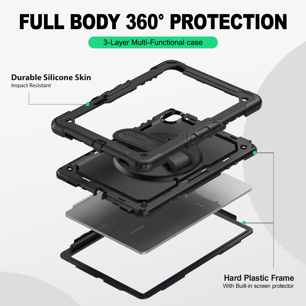 Samsung Galaxy Tab S12+ 12.6-Inch Rugged Case with Adjustable Hand Strap