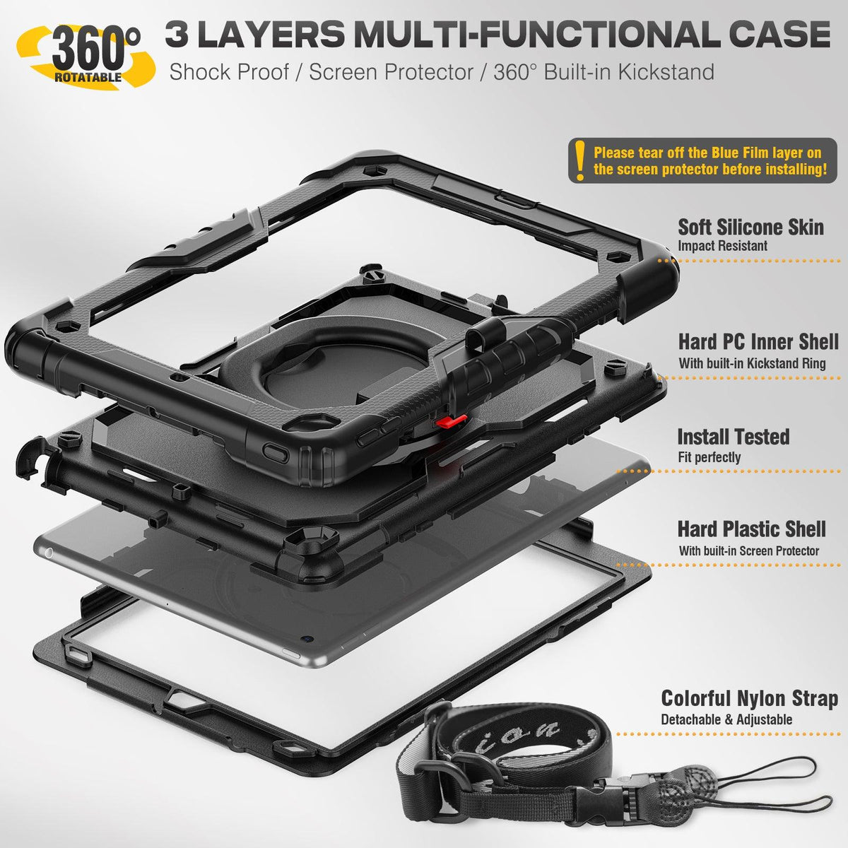 Rugged iPad Pro 10.5 Inch Case with 360° Rotating Hand Grip