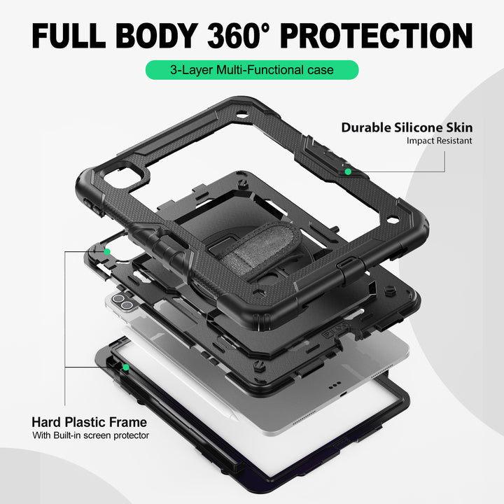 SEYMAC iPad Pro 11 Inch Case (2018-2022)-Silicone-S Series-Black-SEYMAC
